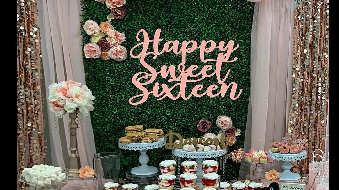 Sixteen Happy Birthday Sign for Backdrop,Happy 16th Birthday Wall Decor,Sweet Sixteen Birthday Decorations for Girls 16th Birthday Sign Photo Booth Props Decor