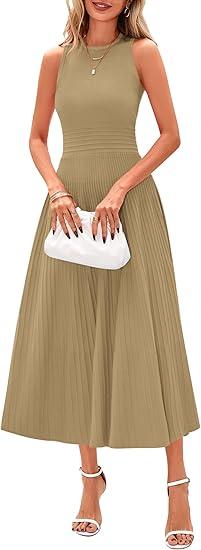 PRETTYGARDEN Dresses for Women Midi Sleeveless A Line, Size M