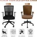 Tallew 4 Pcs Office Chair Covers Set Computer Universal Protective Stretchable Chair Seat Covers Desk Armrest Slipcovers Pads Office Cushion Backrest for Rotating(Brown)