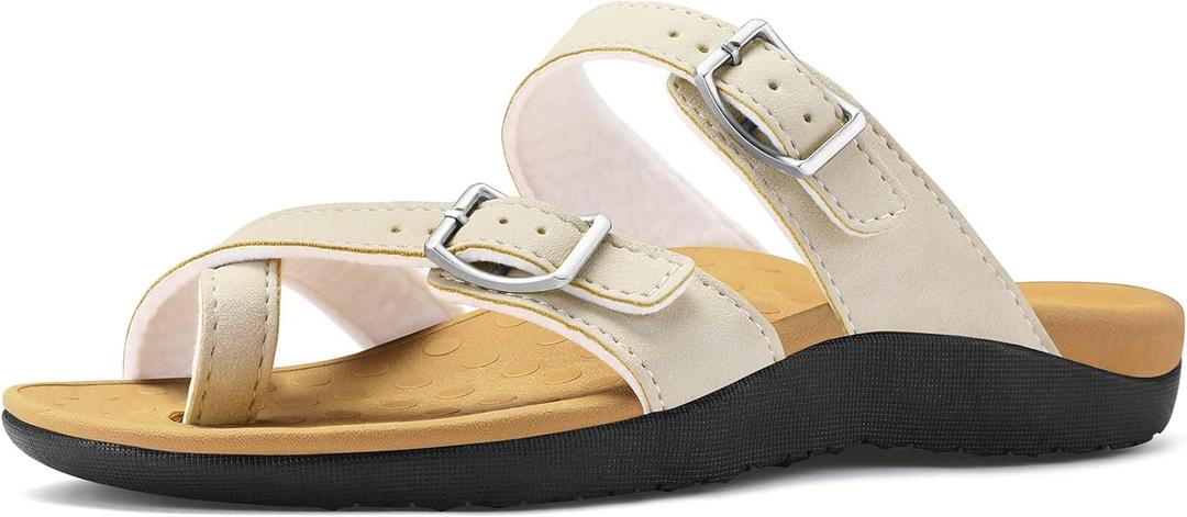 mysoft Women's Slide Sandals Adjustable Orthopedic Flip Flops Arch Support Comfortable Walking Summer Shoes 9 1/2