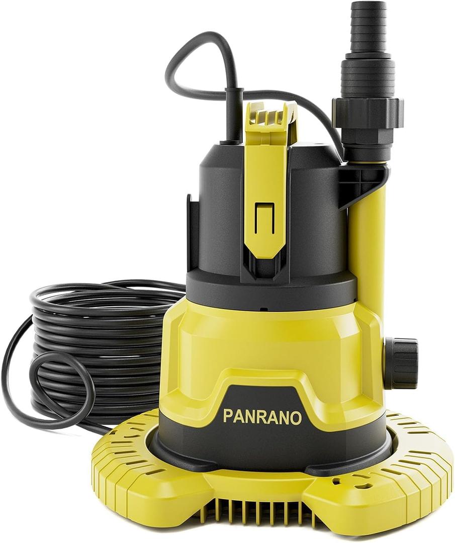 Pool Cover Pump, 1HP Submersible Water Pump with Detachable Base, Dual Outlets, Sump Pump For Pool, Hot Tubs, Pond, Light Yellow