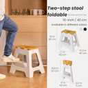 Vigar Compact Step Stool Foldable, 16-inch Two-Step Stools for Adults up to 330 Pound, Lightweight Stool, Non-Slip Folding Step Stool, Grey, Bamboo Print on Top