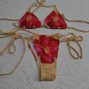 SHENHE Women's 2 Piece Floral Bikini Set Triangle Tie Side Halter Swimwear Bathing Suit (Medium, Multicolor-flower Print)
