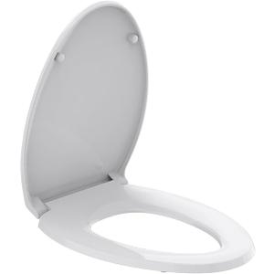 R&T Elongated Toilet Seat （18.5"）Slow Close Heavy Duty Standard Toilet Seat, Easy to Install, Easy to Remove, Plastic White B1130
