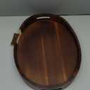 Acacia Wood Serving Tray with Handles - Round Decorative Ottoman Tray for Coffee Table, Breakfast in Bed, Living Room, Kitchen Counter, Candle Display, Tea Party, Lunch, Dinner, Bathroom & Home Decor