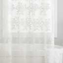 TUDECO Small Stall Shower Curtain 36 x 72 Inch - Vintage Half Size Floral Lace Cream Shower Curtain Doorway Curtains, Scalloped Edges & Attached Valance, Reinforced Holes, Ivory/Cream