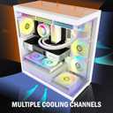 ATX PC Case 7 PWM ARGB Fans Pre-Installed, Mid Tower Computer Case with Full-View Dual Tempered Glass, Type-C Gaming PC Case,White,C9