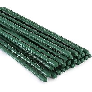 Xiny Tool Garden Stakes, 25 Pack Steel Plant Garden Tomato Stakes with Plastic Coat for Climbing Plants (25 Pack 58 Inch)