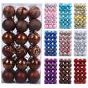 36 Pcs Christmas Ball Ornaments Brown Christmas Ornaments Set for Valentine's Day Christmas Tree Decorations Shatterproof Large Xmas Bulk Balls 2.36 Inches Hanging Decor for New Year Party