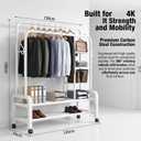 Double Clothing Rack with Wheels, long 47 inches Clothes Rack