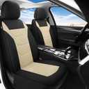 Pariiaotin 3D Air Mesh Car Seat Cover Full Sets Washable and Breathable Premium Cloth Automotive Vehicle Seat Covers for Cars Interior, Universal Fit for Most Cars, Sedan, Truck, SUV(Black/Beige)
