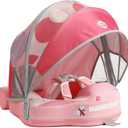 Mambobaby Float with Canopy Size Improved Non Inflatable Infant Baby Pool Float Smart Mambo Float Swim Trainer Add Tail Baby Swim Float Mambo Baby Float Solid Air Free Water Waist Swimming Ring (3D Butterfly Pink)