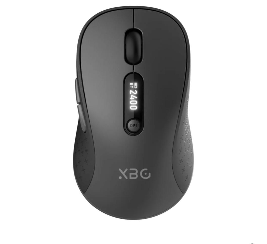 XBG B15pro Wireless Bluetooth Mouse, Bluetooth 5.0/4.0 & 2.4G Tri-Mode, Type-C Rechargeable with LED Screen Display, Ergonomic Silent Click for Laptop/PC/Tablet, Multi-Device & Office Use