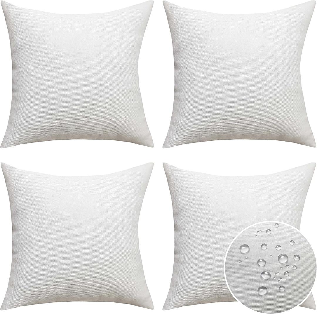 Home Brilliant White Pillow Shams Decorative Pillow Covers Outdoor for Patio Bench Garden Farm Throw Pillow Covers 20x20, 50cm, 4 Pieces, White