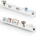 Muzilife 45.3" Large Floating Wall Ledge Shelves with Lip - Set of 2 Wood Floating Shelves - White Wall Mounted Picture Ledge for Office, Bathroom, Bedroom, Living Room, Kitchen