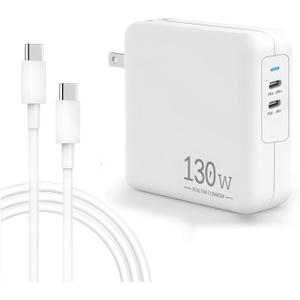 Mac Book Pro Charger, 130W USB C Charger 2 Port Power Adapter for MacBook Pro 16, 15, 14, 13 Inch/MacBook Air M1 M2, ipad Pro,and All USB C Devices, 6.6ft USB C to USB C Cable Included