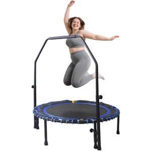 48'' Foldable Mini Rebounder Trampoline for Adults with U-Bar  Indoor Fitness Bungee Workout Trampoline for Exercise & Balance Training