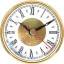 HILLHOME Mini Quartz Clock Insert 3-1/8 Inch (80 mm) Round Quartz Movement Miniature Clock White Dial Gold Trim Roman Numerals Red Second Hand, Fit 3.0 inch (76 mm) Diameter Hole