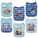 ALVABABY Baby Cloth Diapers 6 Pack with 12 Inserts Cloth Diaper Covers Adjustable Washable Reusable for Baby Girls and Boys