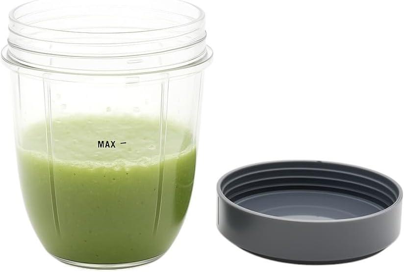 Blender Cups and Flat Lids Replacement Parts Compatible with Nutribullet Cups Blender Juicer 600W, 900W,18OZ Cup, Stay-Fresh Resealable Lids with Gasket and Replacement Cup (1 Pcak)