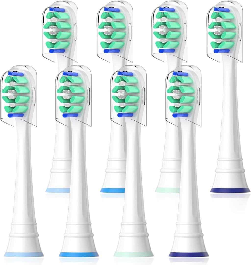 Replacement Heads Compatible with Sonicare Toothbrush, Replacement Brush Head for Philips Sonicare Electric Toothbrush 4100 5100 6100 9900 C2 W3 and More Snap-on Handles White (1 Count (Pack of 8))