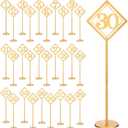 Elegant Lineshading 30-Piece Wooden Table Numbers - Rustic Gold Wedding Seat Numbers with Holders for Reception, Party & Event