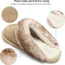 Besroad Indoor Outdoor Furry Faux Fur Winter Warm House Slippers Soft Flat Slide Slippers for Women Brown 6-7