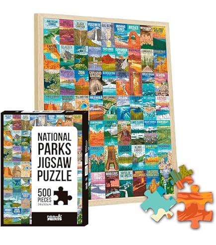 National Parks Puzzle for Adults 1000 Pieces, Travel Poster Landscape Puzzle Including Zion Yellowstone Yosemite, Nature Jigsaw Puzzles Scenery Mountain Scene
