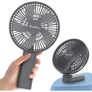 HandFan 6 Inch Handheld Fan with 4000mAh Battery 6 Speed Personal Fan, Strong Airflow, Cooling Desk Removable Base Design, 5-34H Working Time, 180 Foldable for Travel Outdoor Office Household(grey)