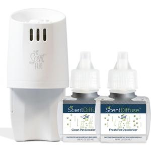 ScentDiffuse Pet Odor Deodorizing Air Freshener Starter Kit, 2 Refills + Diffuser