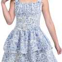 Floerns Girl's Cute Bowknot Floral Short Dress Sleeveless Boho Tiered Dresses