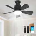 LANMEL Socket Fan Light with Remote & APP, 17.7'' Socket Ceiling Fan with Socket Extender, 3 Colors LED Light Bulb, Screw in Small Ceiling Fan for Bedroom Living Room Kitchen Garage