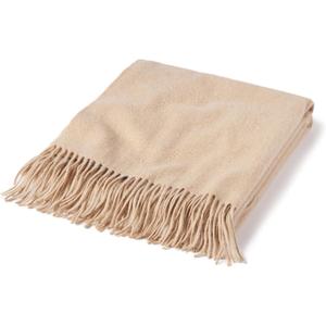 State Cashmere Home Throw Blanket with Decorative Fringe 100% Pure Cashmere Ultra Soft Accent Blanket for Couch, Sofa & Bed (Camel, 60"x50") (One Size)