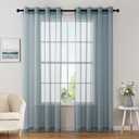 MIULEE Solid Color Sheer Curtains 84 Inches Long 2 Panels Set - Elegant Lightweight Grommet Light Filtering Window Voile Panels/Drapes/Treatment for Bedroom Living Room W54 x L84 Inch, Dusty Blue