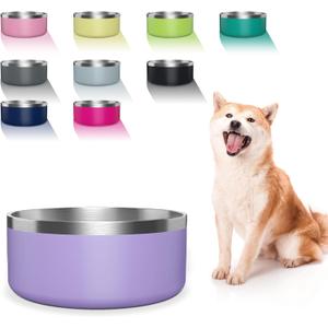 Dog Bowl, Stainless Steel Dog Food and Water Bowl with Non Slip Quiet Bottom, Easy to Clean, Dishwasher Safe, 40oz, Light Purple