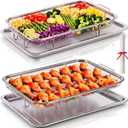 2 Set Extra Large Air Fryer Baskets for Oven 18.5" x 12.8" Stainless Steel Air Fryer Basket and Tray with 50 Pcs Parchment Papers Baking Sheet for Grilling Cooking Dishwasher and Broiling