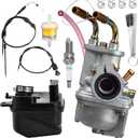 Upgraded PW50 Carburetor Kit - Compatible with Yamaha PW50 Peewee/Y-Zinger (19812009) - Includes Air Filter, Fuel Filter, Choke Cable, Throttle Cable, Spark Plug