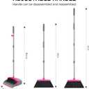 NACENA Broom and Dustpan Set, 52-in Long Adjustable Handle Broom Dustpan Combo with Dustpan Teeth to Automatically Clean Hair Suitable for Home Kitchen Office Hall FloorGrey&Rose