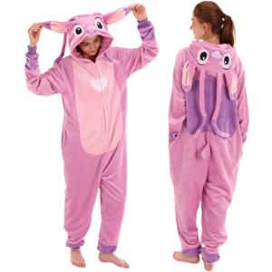 COSUSKET Snug Fit Unisex Adult Onesie Pajamas, Flannel Cosplay Animal One Piece Halloween Costume Sleepwear Homewear (Large, Pink)