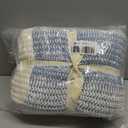 Amlie Home Premium Chenille Throw Blanket, Soft Cozy Luxury Two-Tone Knit Blanket for Couch, Sofa, Chair, Home Decor, Blue & Ivory 50"x60"