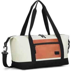 Weekender Bags for Women, Stylish Travel Duffel Bag with Removable Waterproof Pouch & Adjustable Strap, Cabin Bags 40x20x25, 20L Underseat Holdall Travel Bag-Cinnamon Tricolo