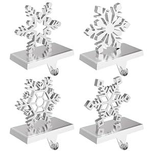 Homyplaza Christmas Stocking Holders for Mantle Weighted Metal Stocking Hangers Hooks for Fireplace Christmas Decorations (Set of 4)