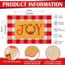 Tinideya 2 Pcs Merry Christmas Door Mats Joy Wreath Welcome Doormats with Layered Plaid Rug Christmas Front Door Rugs for Entrance Porch Winter Holiday Outdoors Decor 17 x 29 Inch