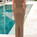 PRETTYGARDEN Skirt Sets Women 2 Piece Outfits Summer 2025 One Shoulder Sexy Ruched Bodycon Maxi Long Skirts (XL)