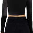 Forever 21 Womens Satin Square-Cut Crop Top (Black, S)