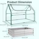 Miory Raised Garden Bed with PE Cover, 4x2.5x1 FT Galvanized Planter Box Outdoor with Mini Greenhouse, 2 Zippered Windows for Vegetables, Flowers, Includes Plant Labels & Gloves