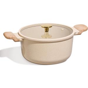 CAROTE 5 Qt Nonstick Stock Pot with Lid Soup Pot, Ceramic 5 Quart Casserole with Lid, Easy to Clean Non Stick Cooking Pot Cookware PFOA Free, Ceramic Oatmeal