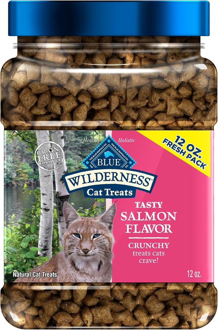 Blue Buffalo Wilderness Crunchy Cat Treats, Made with Natural Ingredients, Tasty Salmon Flavor, 12-oz Tub (EXP 03/23/26)