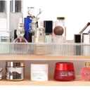 Makeup Organizer with Brush Holder for Vanity, Skincare Organizer Jewelry Storage, Cosmetics Storage and Display Case, Make Up Holders and Organizers for Countertop, Easy For Store Skincare (Pine Wood with Lipstick Holder)