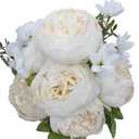 Duovlo Artificial Peony Silk Flowers Fake Flowers Vintage Wedding Home Decoration,Pack of 1 (Spring Milk White) (20.87*3.5)